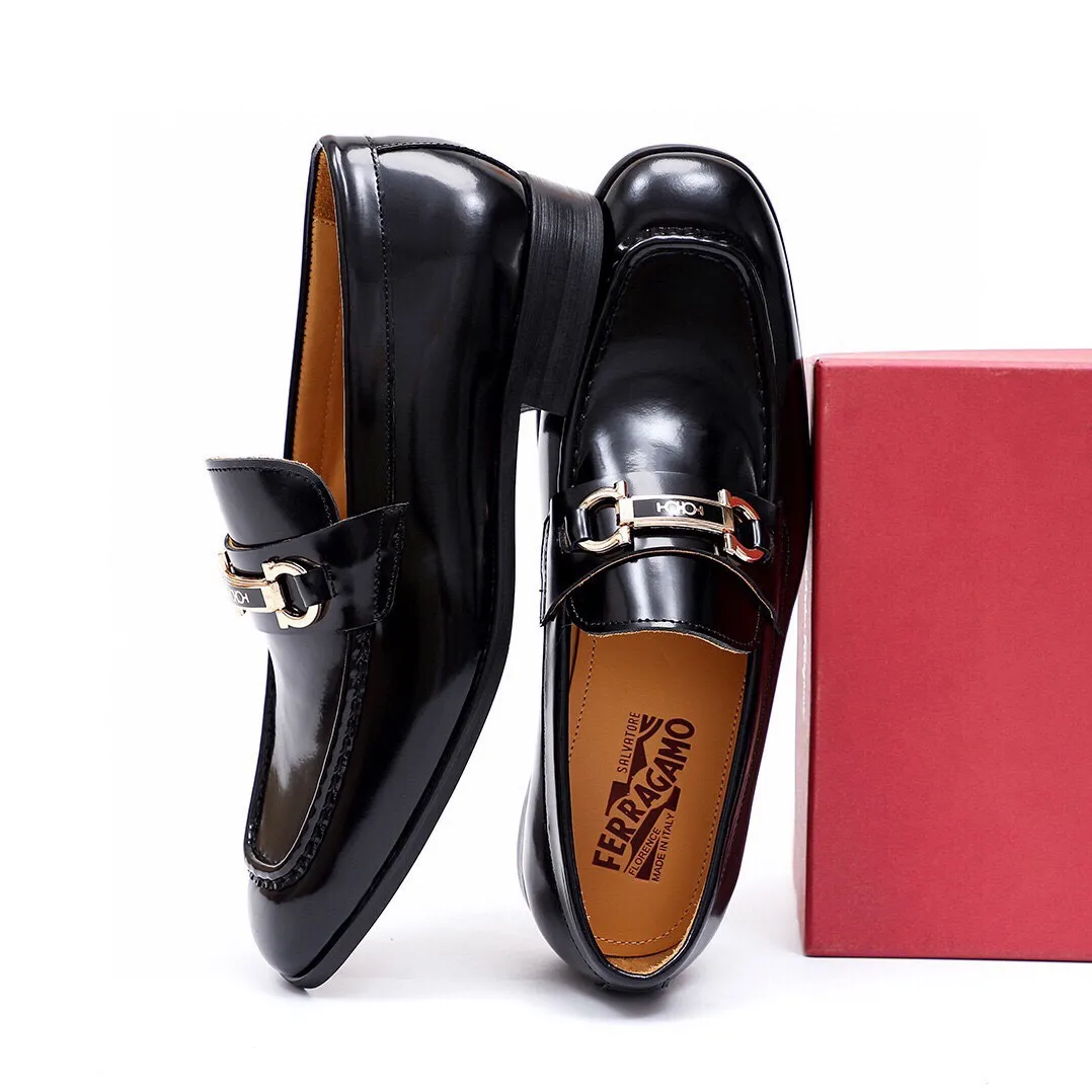 Men's Men's Shoes 💰540 💐[Ferragamo/Ferragamo] New 🐲Ferragamo* Ferragamo classic formal leather shoes! It is made of imported first-layer open-edge beaded cowhide leather upper + luxurious hardware buckle, and the inner layer is comfortable first-layer cowhide 🐂 leather lining! Original wear-resistant rubber outsole! Code number 38-44 (45🉑️customized)